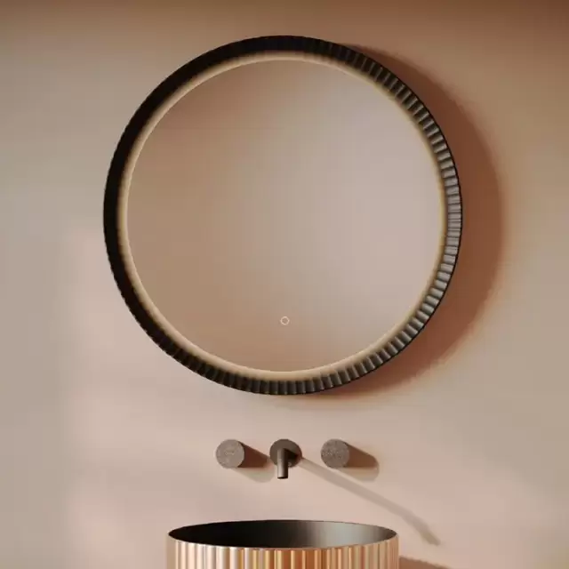 Artceram Зеркало Lord &Oslash;76 см в керамической раме с LED-подсветкой и сенсорным выключателем, цвет: черный матовый