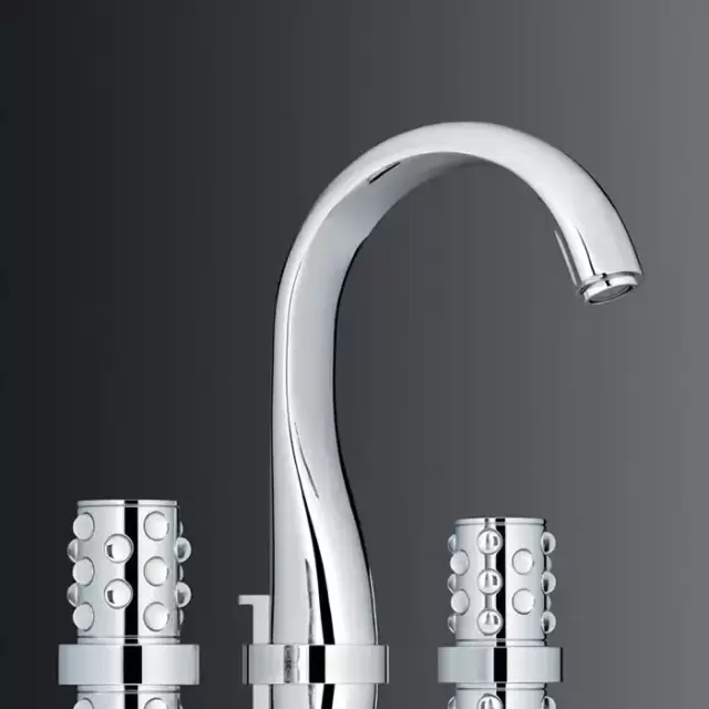 THG Mossi Смеситель для раковины, 3 отв., цвет: хром/прозрачный хрусталь