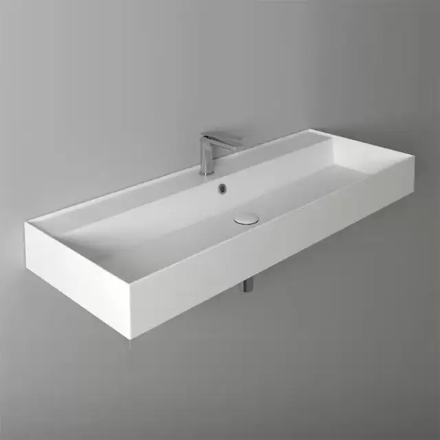 Simas Agile Раковина 121х46 см, 1 отв., подвесная, с переливом, цвет: белый