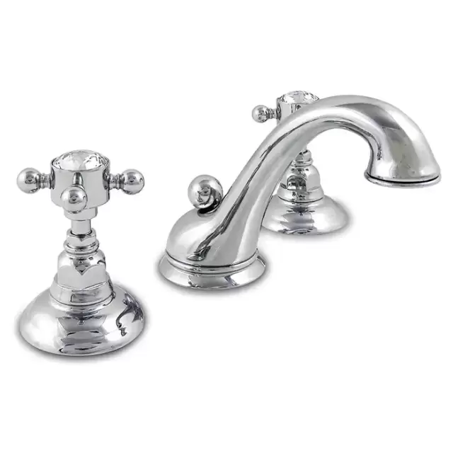 Nicolazzi Half Dome Crystal Смеситель для раковины на 3 отверстия, с донным клапаном, излив: 130 мм, цвет: хром