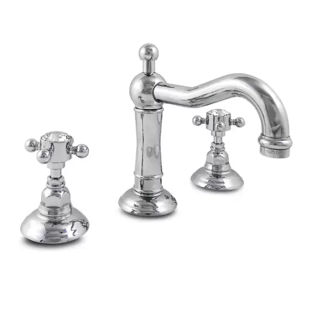 Nicolazzi Half Dome Crystal Смеситель для раковины на 3 отверстия, с донным клапаном, излив: 165 мм, цвет: хром