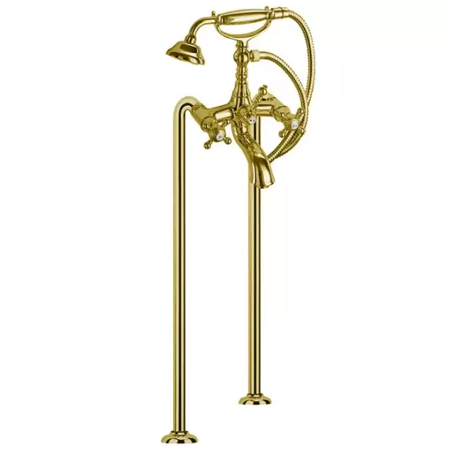 Fima Carlo Frattini Elizabeth Смеситель для ванны, напольный, с ручным душем, цвет: золото