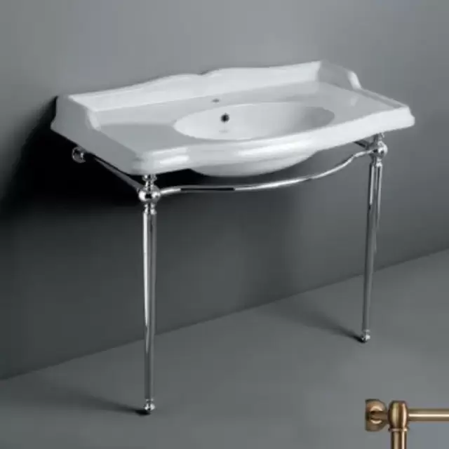 SIMAS Arcade Консоль 90х56см, c белой раковиной на 1 на отв, напольная, цвет: консоли bronzo.