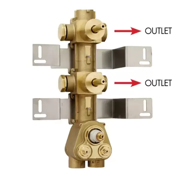 Bossini Встраиваемая часть термостата с 2 запорными клапанами, (2 выхода) высокой пропускной способности на &frac34;&rdquo;, уст-ка верт/гор.