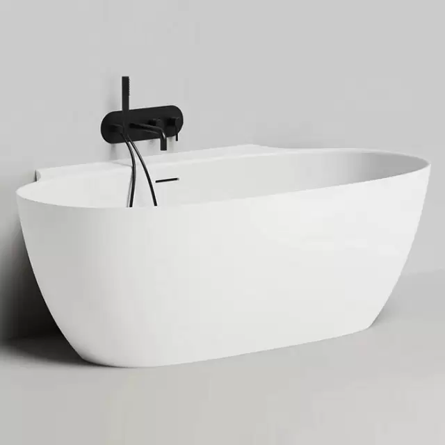 Salini Alda Wall Ванна 170х90х60см., пристенная, S-stone, донный клапан, сифон, слив-перелив, цвет: белый матовый