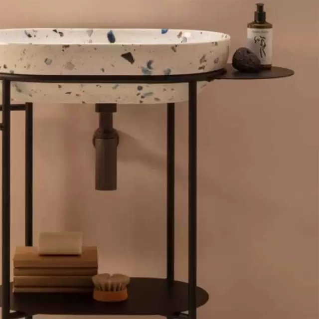 Globo Ring Консоль напольная 65x42х84,5 см, без отв. под смеситель, с полотенцедержателем, цвет: черный матовый