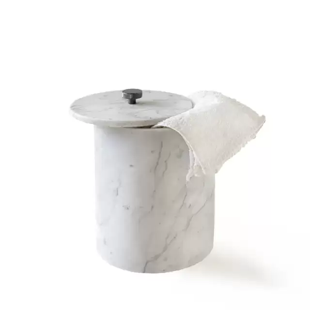3SC Apuana 2.0 Урна с крышкой d20хh26 см, цвет: мрамор White Statuario/никель черный матовый