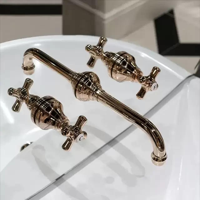 Devon&Devon Kalos Смеситель Austin настенный, 3 отв., цвет: светлое золото