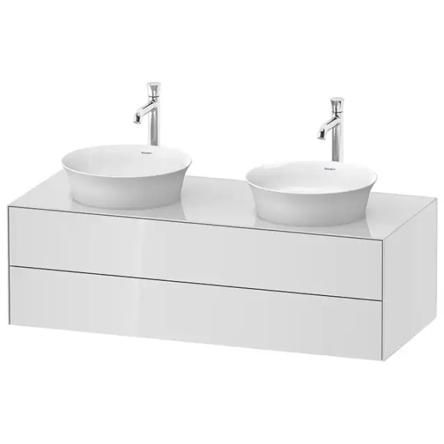 Duravit White Tulip Тумбочка подвесная 130x55х40.8см., 2 раковины, 2 ящика, цвет: белый высокоглянцевый