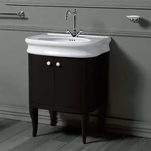 SIMAS Lante Комплект мебели, тумба с двумя дверцами, раковиной, 70см, напольный, цвет: черный