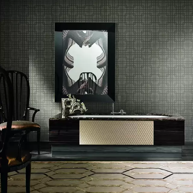 VITAGE milldue edition FOUR SEASONS Ванна 180х75 см, стальная, подача воды из водослива, в комплекте с сифоном, основанием и мраморным топом, отдельностоящая, цвет: Ebano/Emperador