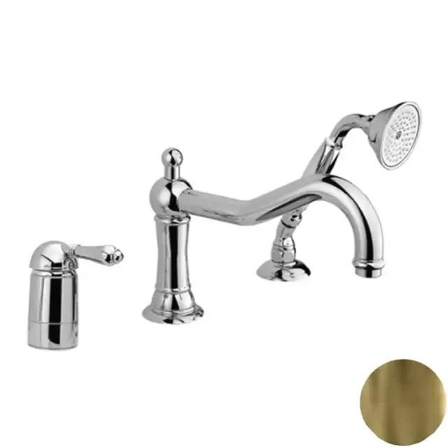 Nicolazzi El Capitan Смеситель на борт ванны на 3 отверстия, с изливом 246мм и ручным душем, цвет: Bronze Plated