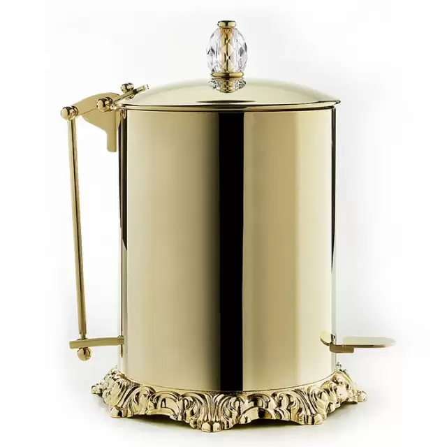 3SC Bally Ведро с крышкой, педалью, soft close, ручка Swarovski, цвет: золото 24к. opaco