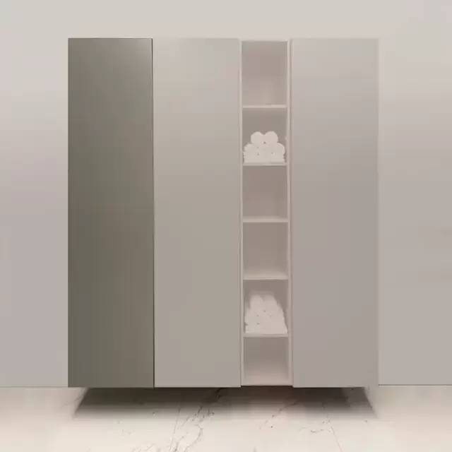 Burgbad Пенал подвесной 50хh196х37см, SX, петли слева, дверь push-open, 4 полки, цвет: Grey matt