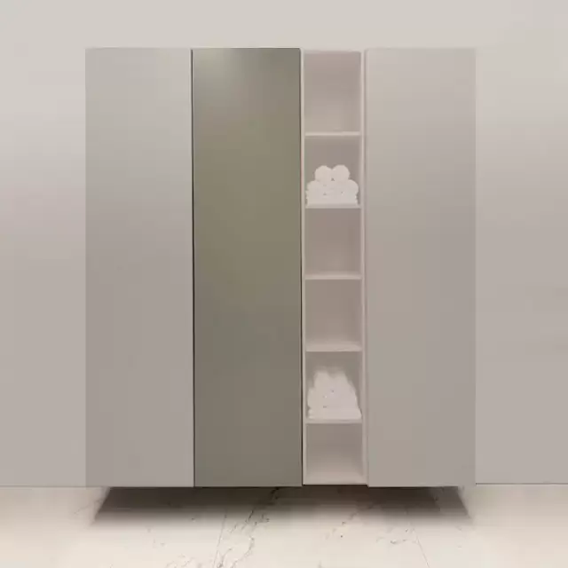 Burgbad Пенал подвесной 50хh196х37см, SX, петли слева, дверь push-open, 4 стеклянные полки, цвет: Grey matt