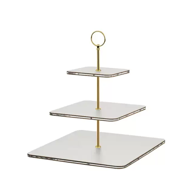 ADJ Сервировочная стойка 30x30xH35см., ручка круглая, цвет: устричный/фурнитура золото