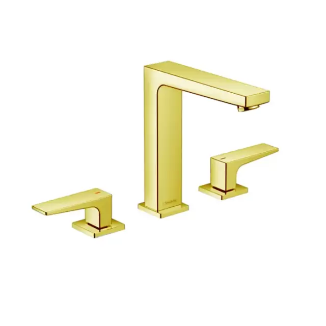 Hansgrohe Metropol Смеситель для раковины 160, на 3 отв, с донным клапаном, излив 152мм, цвет: золото