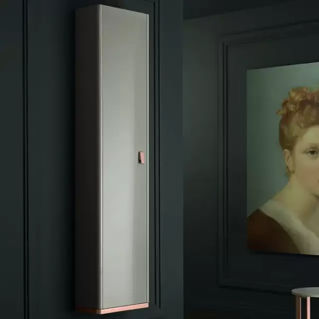 Milldue Edition Tailor Шкаф-пенал 36х23х180см., подвесной, левый, ручка матовое розовое золото, цвет: глянцевый Argilla