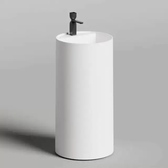 Salini Armonia Round Top 01 Раковина напольная 45х45х90см., слив в стену, с 1 отв., с декор.накладкой, мат-л: S-Sense, цвет: белый глянцевый