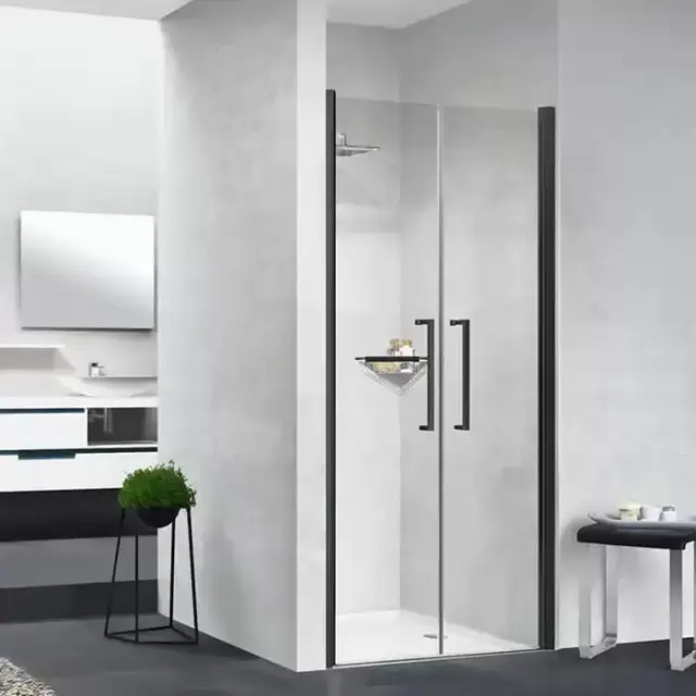 Novellini Young Душевая дверь 87-91х200см., распашная двойная дверь, в нишу, цвет: черный