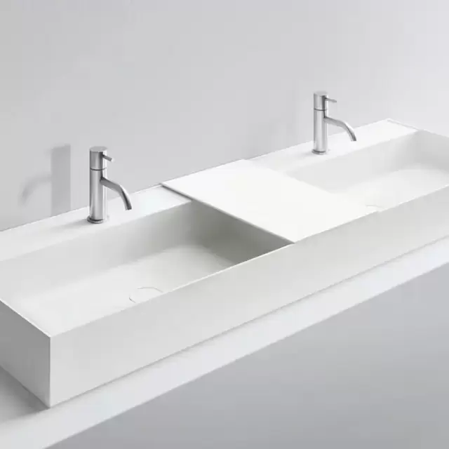 NOORTH milldue edition Раковина 144.5х47.2х12 см, с 1 отв.,  двойная, накладная, цвет: белый