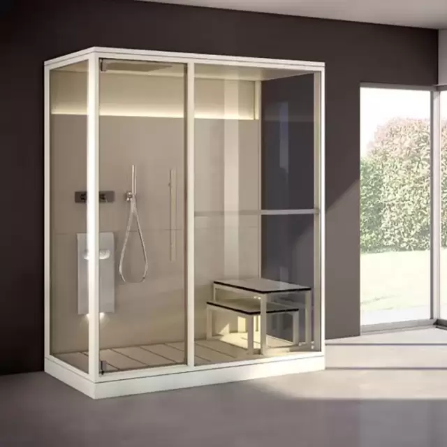 Effegibi Logica H Filo Сауна 214x250х217см, угловая DX, цвет: Soft Sand