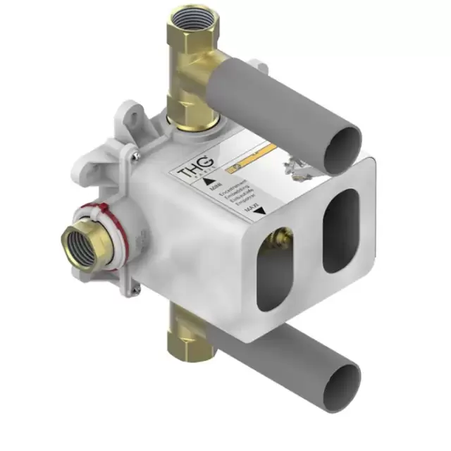 THG Термостат  3/4" - 60 л/мин с восковым картриджем и коробкой для встраивания, с двумя запорными вентилями