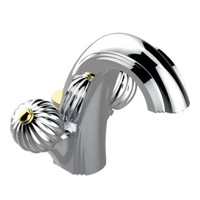 THG Mandarine metal Смеситель для раковины на 1 отверстие, с донным клапаном, цвет: хром/золото