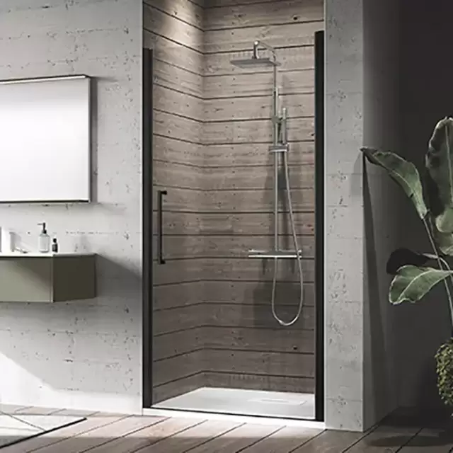 Novellini Young Душевая дверь правая/левая 77-81х200см., для ниши, распашная, стекло, цвет: черный