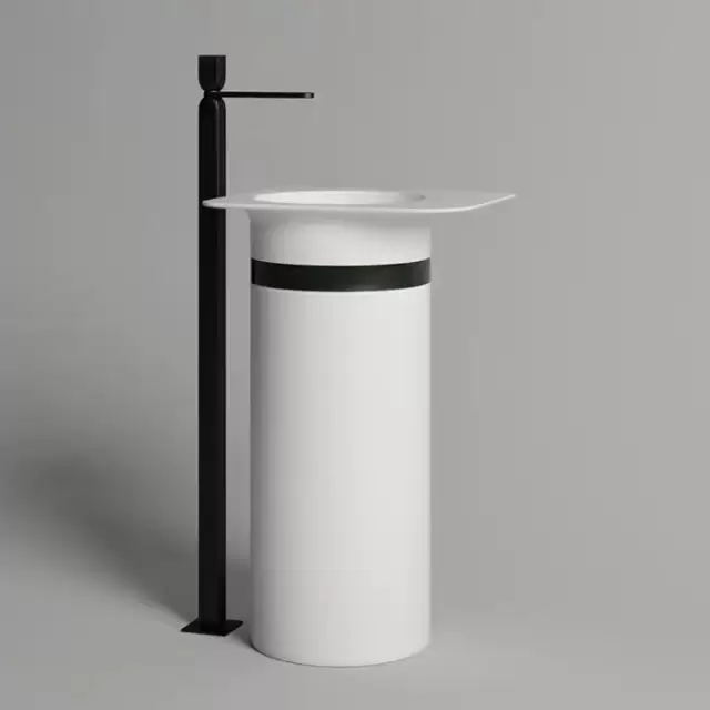 Salini Ninfea Раковина напольная 54.5х44.7х88cм, без отв.под смеситель, донный клапан "Up&Down", сифон, S-Stone, цвет: белый матовый