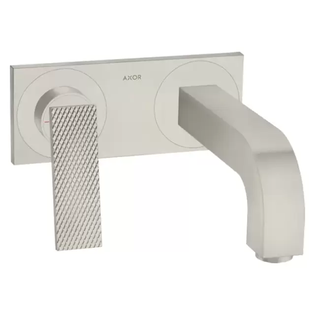 Axor Citterio Смеситель для раковины, встраиваемый, излив: 22см, с панелью, текстура, цвет: сталь