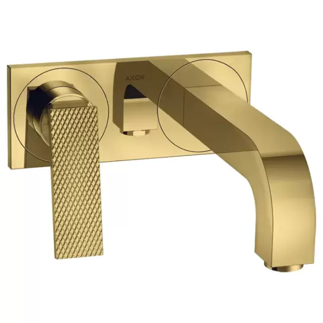 Axor Citterio Смеситель для раковины, встраиваемый, излив: 22см, с панелью, текстура, цвет: полированное золото