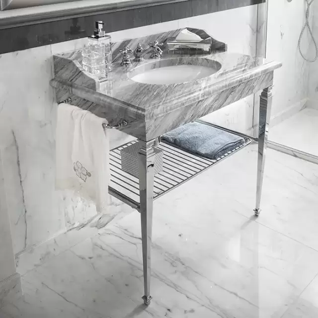 3SC Consolle Консоль Regale 95х60хh77см, с 1 раковиной, сифоном, полкой и полотенцедердателями, напольная, цвет: хром