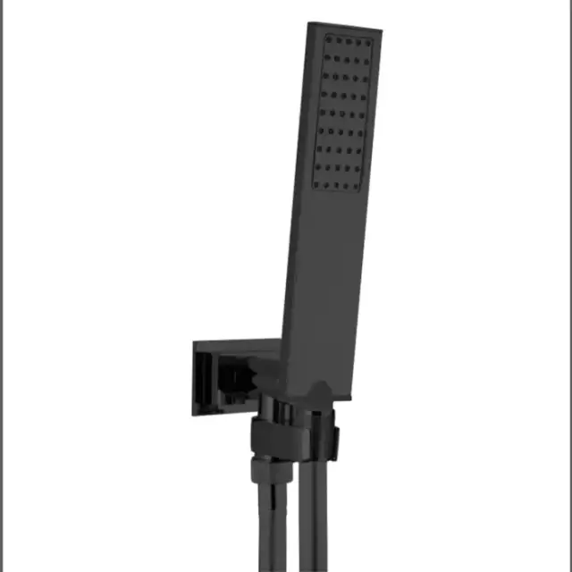 Bossini Apice Душевой комплект: с ручным душем, настенным держателем с подводом воды и шлангом 150см., цвет черный матовый