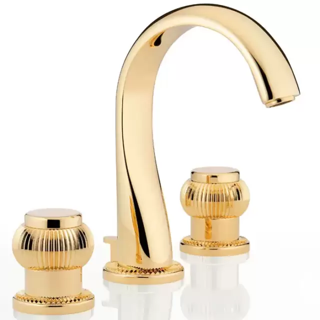 THG Diplomate Royale Смеситель для раковины на 3 отверстия, с донным клапаном, цвет: полированное золото