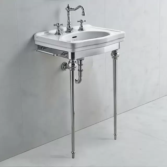 3SC Consolle Консоль Dandy 58х46хh90см, с раковиной LO914, сифоном и полотенцедердателями, напольный, цвет: хром