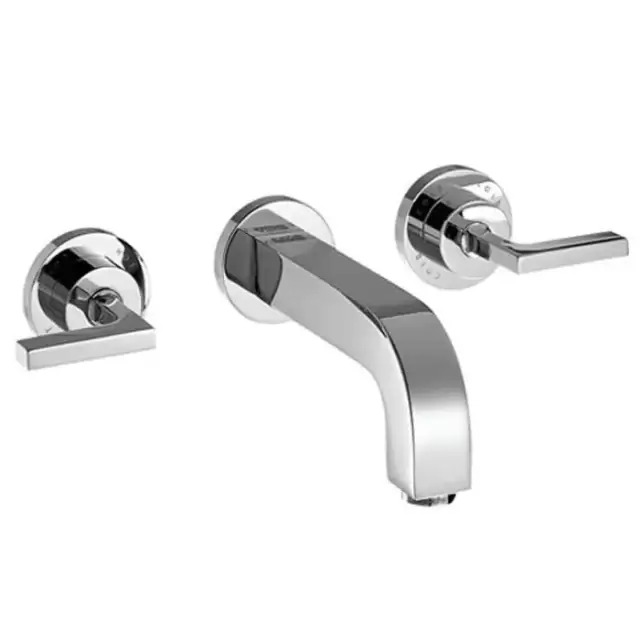 Axor Citterio, Смеситель для раковины, на 3 отверстия, с рычаговыми рукоятками, розетками и изливом 162 мм, настенный монтаж, СМ, внешняя часть, цвет: хром