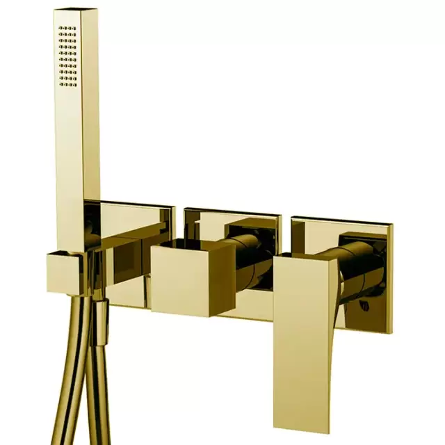 Fima Carlo Frattini Zeta Смеситель для душа, встраиваемый, с ручным душем, 2 источника, цвет: золото