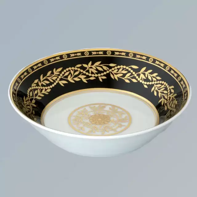 THG MARQUISE NOIR DECOR OR Блюдо керамическое &oslash;130 мм., настольное, декор черный/золото, цвет: белый