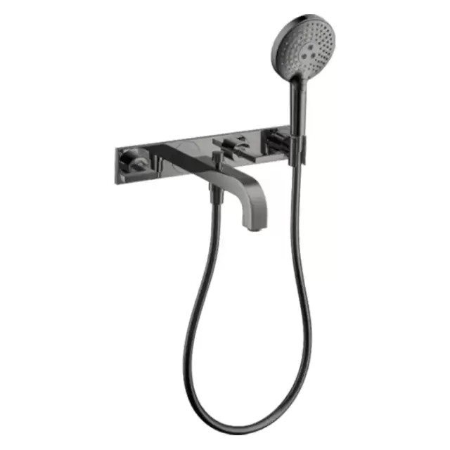 Axor Citterio Смеситель для ванны, встраиваемый, с ручным душем, ручка: рычаг, панель, цвет: полированный черный хром