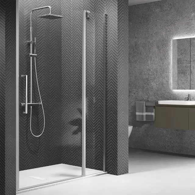 Novellini Young Душевая дверь правая/левая 97-101х200см., для ниши, распашная с неподвижным сегментом, стекло, цвет: хром