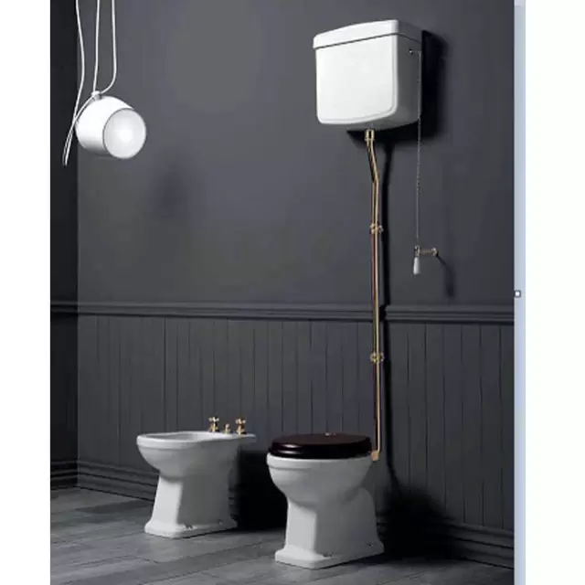 SIMAS Londra Унитаз 60х36.5см, c горизонтальным сливом, с высоким бачком, механизмом и трубой цвет золото