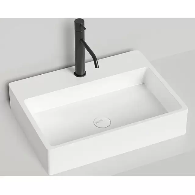 Salini Ottavia Раковина накладная 60х45х13.3cм, 1 отв., без перелива, S-Stone, цвет: белый матовый