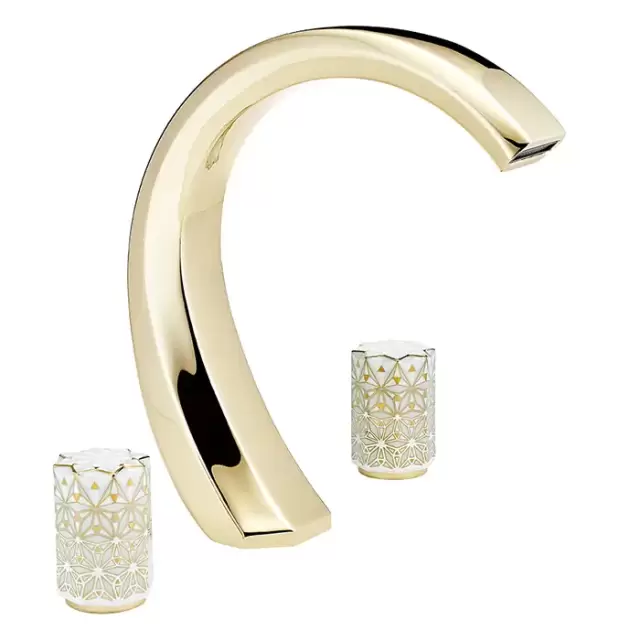 THG Nihal Porcelaine Ivoire Смеситель на борт ванны на 3 отверстия, без ручного душа, цвет Soft gold