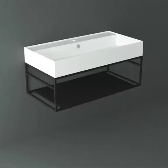 Simas Agile Структура металлическая 91x46xh28см, подвесная, для раковины с 1 отв., AG91, с 1 полкой, цвет: черный матовый