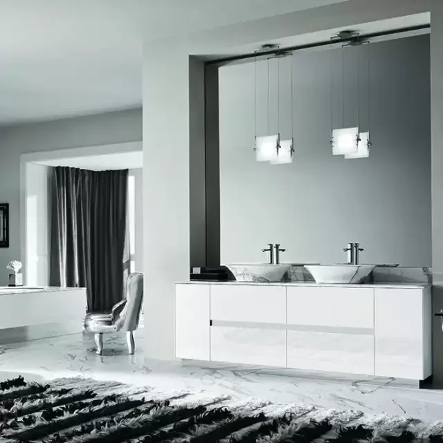 VITAGE milldue edition FOUR SEASONS Комплект мебели с тумбой под раковину, раковиной LIONE, зеркалом QUEBEC, 216 см, подвесной, цвет: глянцевый белый / Calacatta vagli