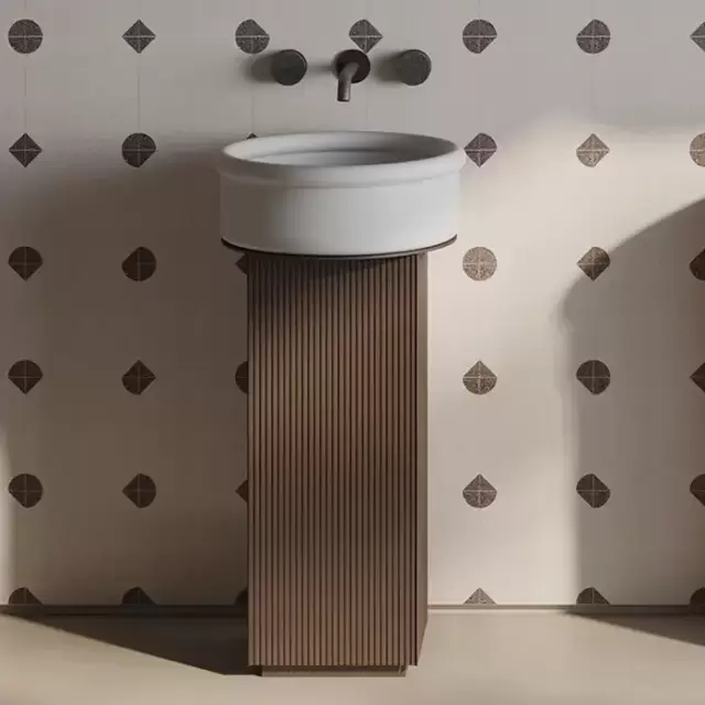 Artceram Mono Тумба напольная &Oslash;39хh72 см для настольных раковин c одной дверцей, хромирой слив в комплекте, цвет: moka