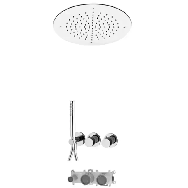 Fima Carlo Frattini Sistemi doccia Душевая система, с верхним душем 49х49см., встраиваемый, термостатическим смесителем, на 2 выхода и ручным душем, цвет: хром