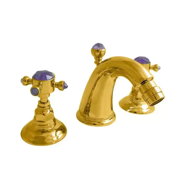 Nicolazzi Le Pietre Смеситель для биде на 3 отверстия, излив: 119мм, цвет:  золото