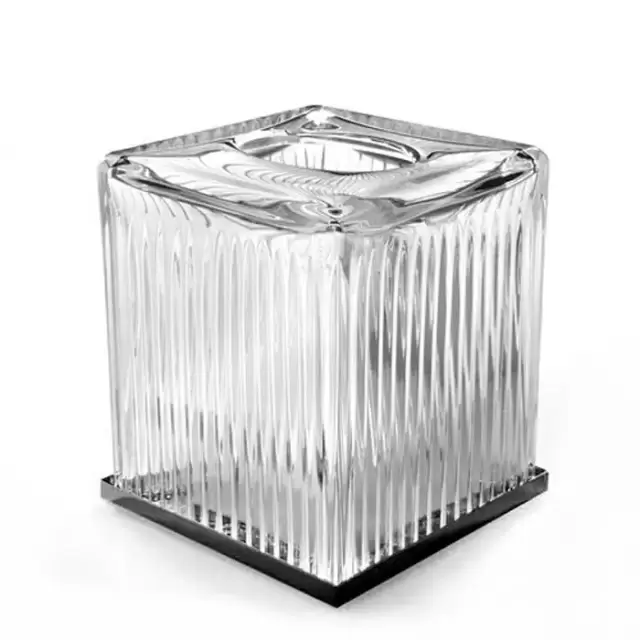 3SC Elegance Контейнер для бумажных салфеток настольный 13хh15х13 см, цвет: прозрачный хрусталь/никель черный матовый